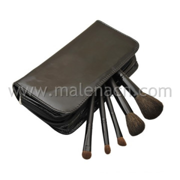 5PCS Travel Makeup Brush with Stylish Leatherine Case